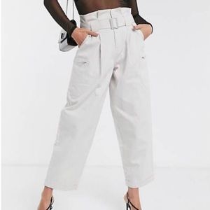 ASOS cream paperbag pants